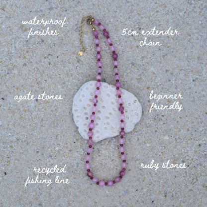 Pink Agate and Ruby Mini Bead Kit - Goldieboxx Jewellery