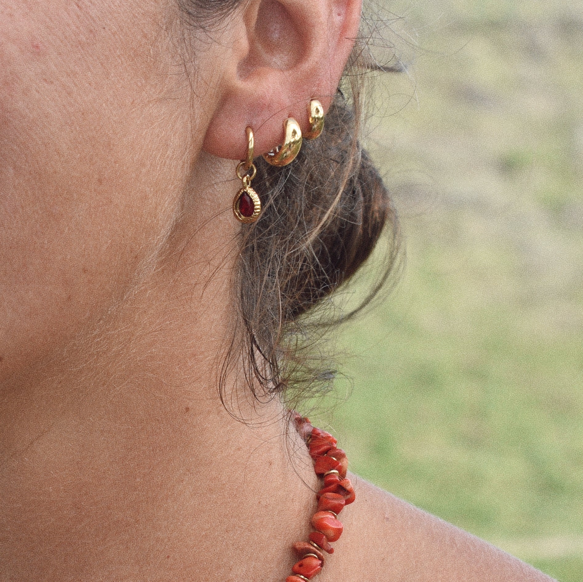 Teardrop Stone Hoops - Goldieboxx Jewellery